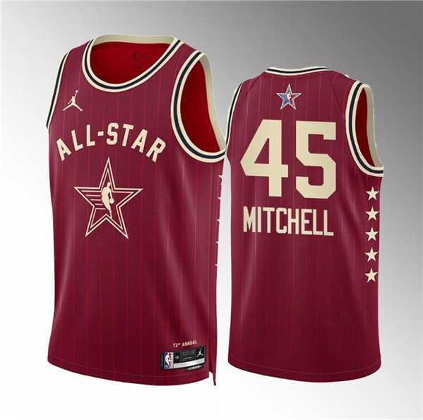 Mens 2024 All-Star #45 Donovan Mitchell Crimson Stitched Basketball Jersey